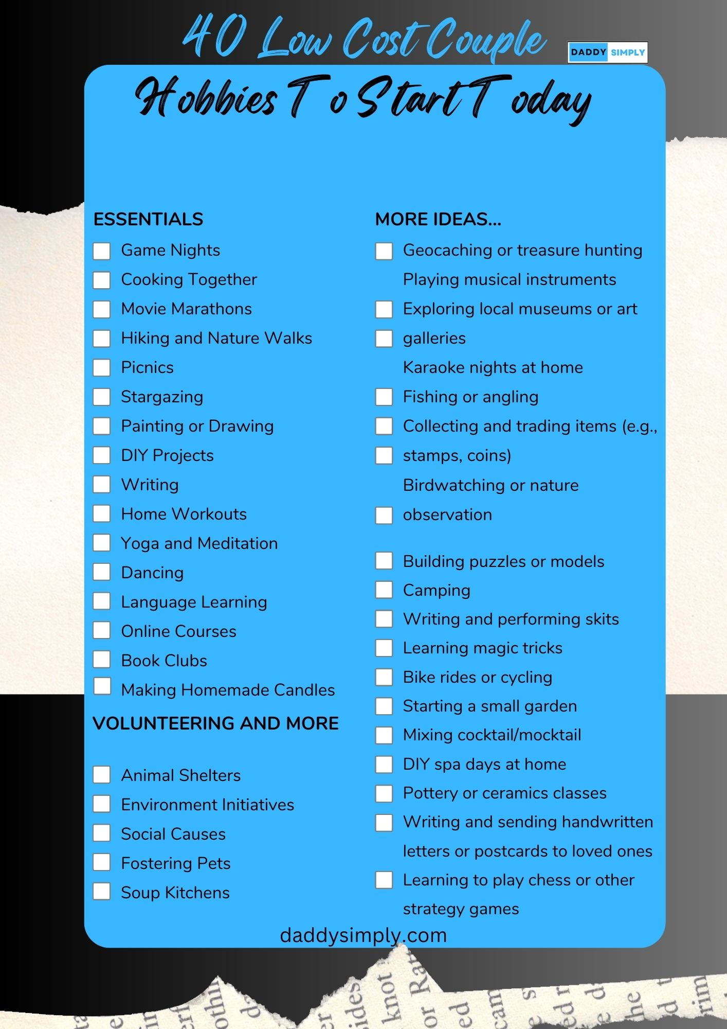 budget friendly hobbies